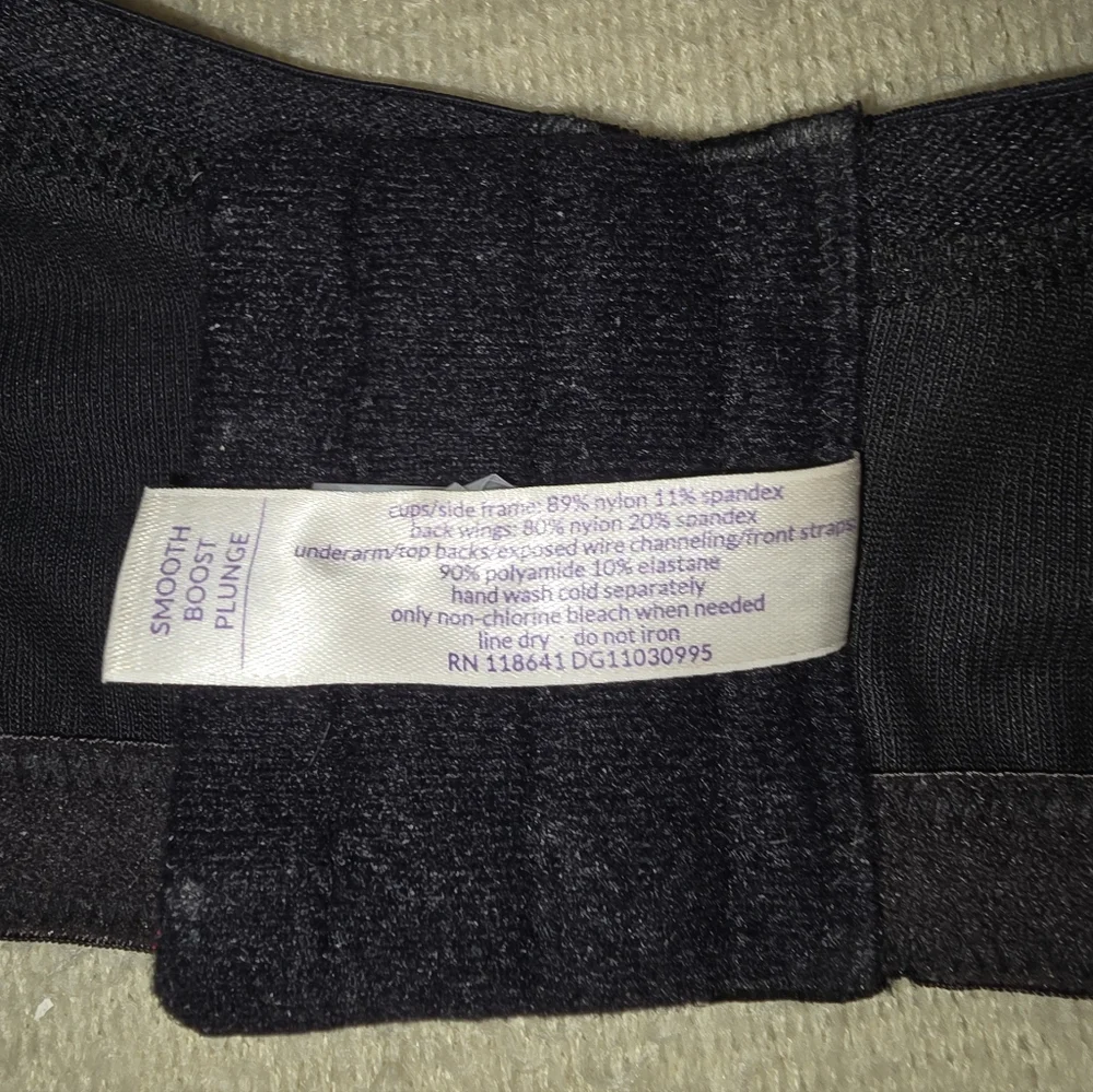 Cacique Black Underwire-Smooth, Boost, Plunge Bra size 46C